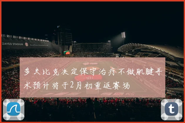 多夫比克决定保守治疗不做肌腱手术预计将于2月初重返赛场